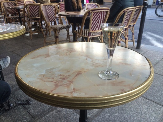 A glass of Lillet on Rue du Buci in St. Germain.