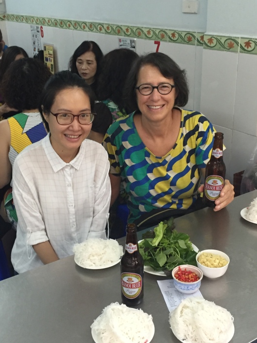 Bông Hoa and Jan with the fresh white noodles.