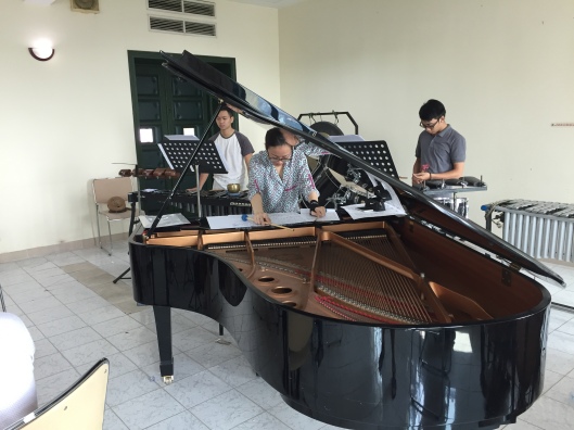 Pianist Tam Ngoc Tran takes to being inside the piano like a fish to water.